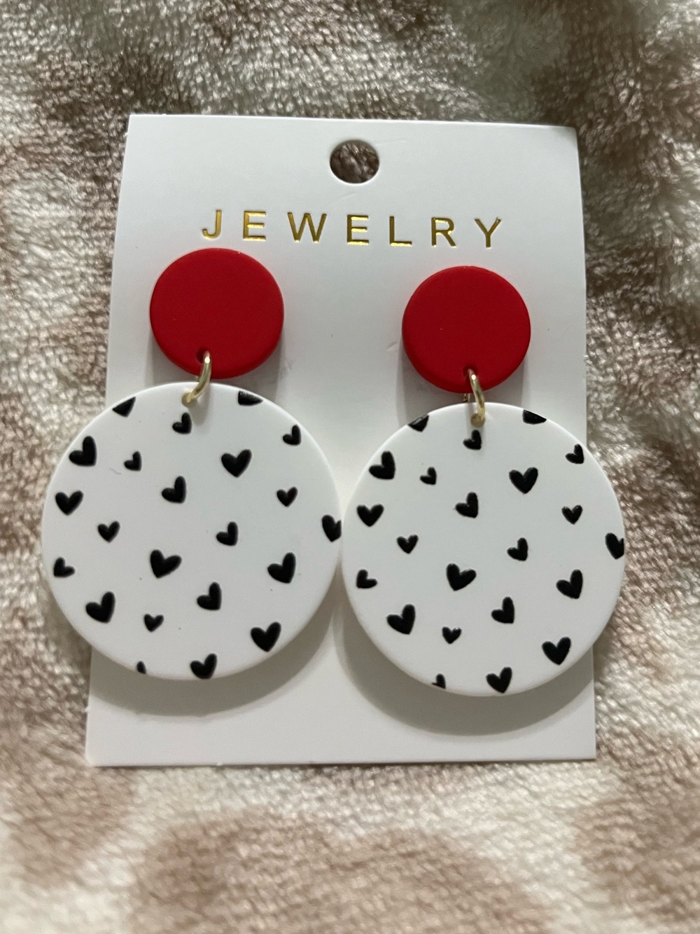 Red and White Heart Drop Earrings - Jewelry